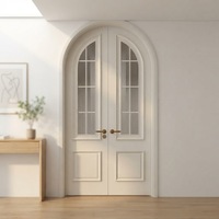DEMEA Porte intérieure en bois à double vitrage cintrée de haute qualité pour salons, appartements et décoration intérieure moderne.