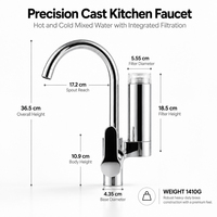 Robinet mélangeur d'eau chaude et froide en laiton chromé personnalisé avec filtre ACF certifié NSF pour évier de bar, robinet d'eau pure, robinets de cuisine