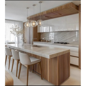 ตู้ครัวทรงกลมพร้อมเคาน์เตอร์หินอ่อนสีขาว ชุดครัวแบบเกาะโค้งมน - Product Image 5
