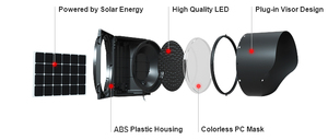 Lunga durata di lavoro 200mm rosso lampeggiante spia di sicurezza stradale solare - Product Image 5