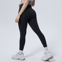Nouveau Legging de Yoga Sans Couture en Nylon Double Face Couleur Unie, Taille Croisée Ajustée, Longueur Intégrale, Infroissable, Style Européen et Américain, pour le Commerce Transfrontalier
