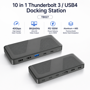 Base de Conexión Thunderbolt 3 10 en 1, 40 Gbps, 8K+60Hz DP, 100W PD, Concentrador <span class=keywords><strong>USB</strong></span> para Portátiles - Product Image 4