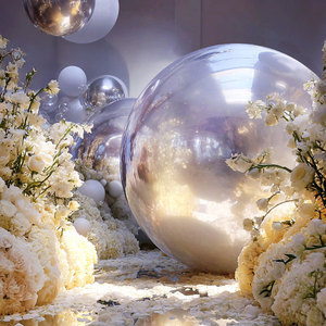 Bola de espejo inflable grande, globo de <span class=keywords><strong>discoteca</strong></span> brillante, <span class=keywords><strong>esfera</strong></span> flotante de PVC metálico <span class=keywords><strong>para</strong></span> decoración de escenario de fiesta de boda, accesorios <span class=keywords><strong>para</strong></span> eventos - Product Image 3