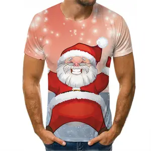 Camiseta con diseño de sublimación, Camisetas estampadas de Navidad personalizadas, transferencia de calor 3D, para hombres y niños