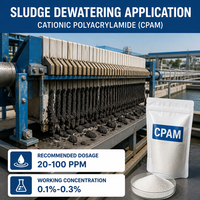 Polyacrylamide Cationique pour la Déshydratation des Boues, Agent de Traitement des Eaux Usées, Floculant en Poudre Haute Efficacité, Pureté 99%, pH 5.0-7.0