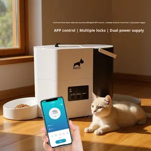 Distributeur automatique de nourriture pour chat 2 en 1, fontaine à eau et nourriture pour animaux de compagnie, charge et batterie, contrôle par application, distributeur intelligent de nourriture pour animaux de compagnie programmé - Product Image 1