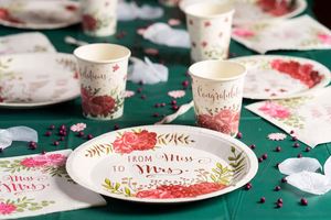 Moderno Juego de 144 Piezas para Fiesta de Té con Diseño Floral, Sirve para 24 Personas, Incluye Platos Desechables de Papel Floral, Servilletas, Vasos y Cubiertos - Product Image 4