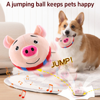 Jouet interactif électronique pour chien en peluche, rechargeable par USB, en forme de cochon de dessin animé, avec balles rebondissantes et sonore, pour animaux de compagnie actifs - Grande Vente
