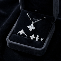 Ensemble de bijoux trèfle à quatre feuilles en argent S925, exclusivité boutique, moissanite VVS1 certifiée GRA, ensemble de bijoux tendance