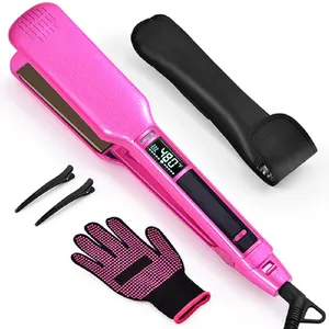 Excellent Good Quality Private Label Flat iron Titanium MCH Heat 450 Temp Curling Salon Ceramic Portable Hair Straightener