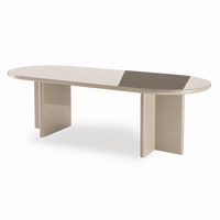 Ensemble de table à manger ovale en bois MDF brillant de style européen moderne et luxueux, 8 chaises pour restaurant, salle à manger