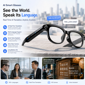Lunettes de <span class=keywords><strong>traduction</strong></span> intelligentes SENBONO M89-S 8MP, <span class=keywords><strong>traduction</strong></span> <span class=keywords><strong>instantanée</strong></span> multilingue, double caméra, enregistrement vidéo 4K, assistant IA, vente en gros - Product Image 2