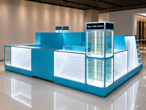 Minimalist Mall Island <b>Display</b> Showcase Modular Retail Kiosk Furniture Custom Glass Counter <b>Cabinet</b> Turnkey Store Solution - Product Image 4