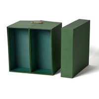 Boîte en carton carrée à double ouverture, de qualité supérieure, verte, à compartiments multiples, avec impression personnalisée du logo, fermeture magnétique, en papier EC