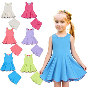Nouvelle Robe d'été sans manches pour filles, style gilet, avec short intégré, <span class=keywords><strong>ceinture</strong></span> sport, en polyester respirant, col carré, couleur unie personnalisable - Product Image 4