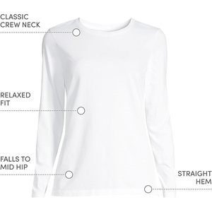 Camiseta de Manga Larga con Cuello Redondo para Mujer FOXA, 100% Algodón Supima, Corte Holgado, Tejido Jersey Transpirable - Product Image 4
