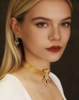 Ensemble collier et boucles d'oreilles XM S137 en laiton plaqué or de luxe avec zircon pour femmes, bijoux de fiançailles et de mariage