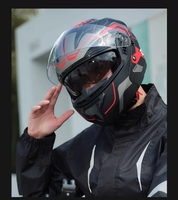 Casque de moto modulable ZoomLon, certifié DOT, en ABS, avec feu arrière LED, double visière et fixation rapide
