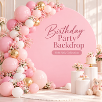 Penutup Lengkung Bulat Grosir untuk Dekorasi Pesta Pernikahan, Ulang Tahun, dan Baby Shower, Bahan Kain Polyester Stretch