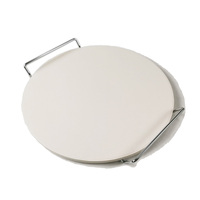 Ensemble de 4 outils à pizza durables avec pierre à pizza arrondie de 13 pouces, pelle à pizza, support et coupe-pizza pour grill et four