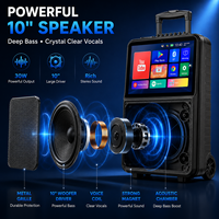 Carrito Portátil de 2 Vías con Wifi Inalámbrico, Android 12, Altavoz de 10'' de Alta Potencia, Máquina de Karaoke, Reproductor Multimedia, Pantalla Táctil de 15.1''