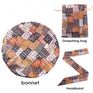 African Double Layer Silk Satin Bonnets Headwrap <b>Bag</b> for Hair Protection All-Night Comfort with XL Scrunchie Promotion Gift Set - Product Image 4