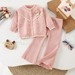 신상품 준비 배송 아동 의류 유아 어린이 크리스마스 스웨터 버튼 카디건 겨울 따뜻한 니트 옷 세트 - Product Image 2