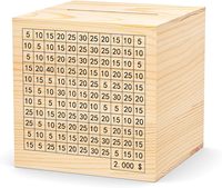 Tirelire en bois naturel à briser pour défi d'épargne, boîte à monnaie pour objectif de 2000 dollars, conteneur d'épargne pour la maison et comme cadeau