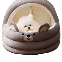 Semi-fermé mignon chat et chien lit litière pour animaux de compagnie chenil rembourré chiot chaton tente fournitures pour animaux de compagnie chaud chat lit grotte