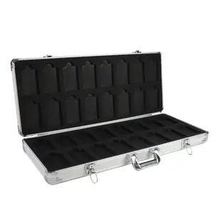 Caja de almacenamiento de tarjetas graduadas de aluminio tipo K plateada de 32 piezas con relleno de espuma - Product Image 1