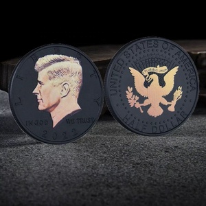 El más nuevo 2022 1964 <span class=keywords><strong>Kennedy</strong></span> Gold Head Moneda conmemorativa Metal Black Gold Silver Coin US Moneda de dos tonos - Product Image 3