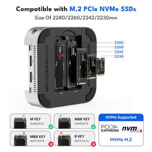 Base de Expansión para <span class=keywords><strong>Mac</strong></span> <span class=keywords><strong>Mini</strong></span> M4 M4 Pro, Hub de Expansión Dual M.2 NVMe SSD, 40 Gbps Thunderbolt 3 Tipo C, 8K DP, 10 Gbps USB 3.2, 65 W PD, en Stock - Product Image 6