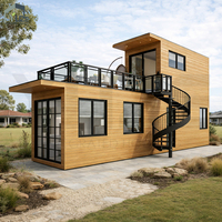 Maisonnette modulaire en conteneur maritime à deux étages avec terrasse sur le toit, design luxueux, préfabriquée, 3 chambres, idéale pour Airbnb