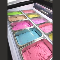 Vitrine de présentation de crème glacée et de gelato à refroidissement direct personnalisée, économique en énergie, vitrine commerciale pour crème glacée avec éclairage LED