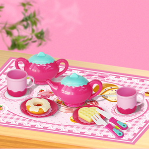 Divertente Set di stoviglie in plastica gioco di finzione cucina e apprendimento educativo giocattoli da Picnic include teiera e cibi - Product Image 4