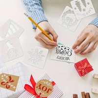 Ensemble de 24 pochoirs de peinture florale de Noël réutilisables, 3 pouces * 3 pouces, en matériau PET, kit de modèles de décoration DIY