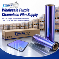 Film teinté caméléon pour pare-brise de voiture, couleur bleu-violet changeant, commande en gros Tuman, disponible pour concessionnaires automobiles avec emballage OEM ODM