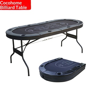 Mesa de Juego Plegable para 8 Jugadores de Póker Texas Hold'em y Baccarat con Fichas para Entretenimiento en el Hogar - Product Image 4