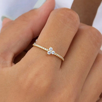 Mlluki Fashion Bagues Trèfle Triple en Argent Sterling 925 Plaqué Or 14K, Design de Haute Qualité, Micro-Pavé de Zircon Cubique, pour Fêtes