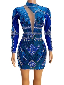 Paillettes di lusso strass scava fuori abito da sera formale abito da sera donna aderente Sexy Club Dress Women Party <span class=keywords><strong>Prom</strong></span> Dress - Product Image 4