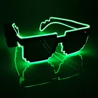 Lunettes Mosaïque LED Lumineuses Clignotantes Fil EL, Accessoires de Fête Tendance, Lunettes Festives Lumineuses
