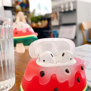 Capa de silicone para estojo de fones airpod 2, 3d desenhos de melancia frutas fofas suporte de fones de ouvido para airpod <span class=keywords><strong>3</strong></span> - Product Image 4