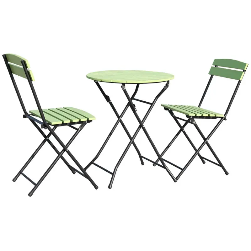 Bistro Set Mesa Dobrável e Cadeiras Por Material Plástico Madeira E Aço Resistente Ao Ar Livre Conjuntos De Móveis