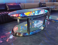 Table de bureau moderne rectangulaire arrondie avec bande décorative en métal doré épais pour club de cinéma privé, KTV, salle VIP, bar