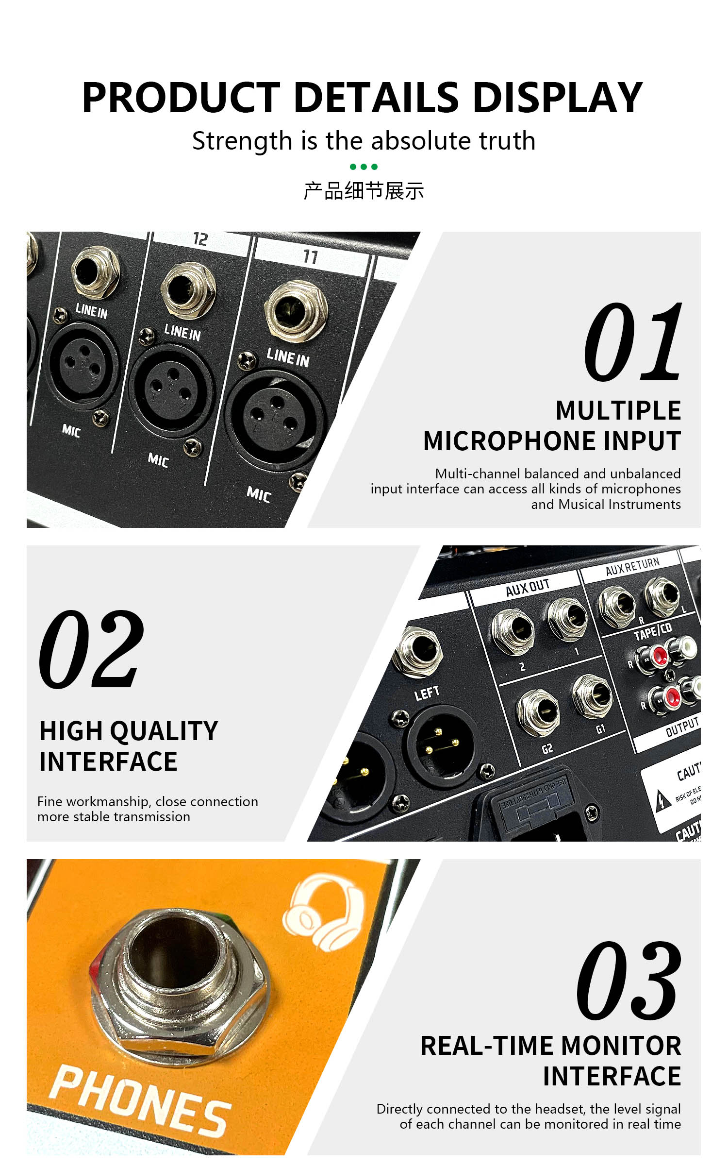 GAX-MV8 Professional Audio Mixing Console with 99 Effects