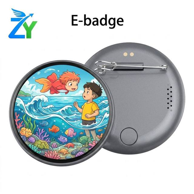 High Resolution 1.85" HD Smart Electronic Wearable Dynamic Digital App-Controlled Outdoor Event Badge