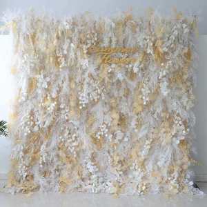 Fondo de pared de flores romántico y de ensueño para boda, 8 pies x 8 pies, rosas artificiales rosas mixtas, poliéster hecho a mano, reutilizable - Product Image 4