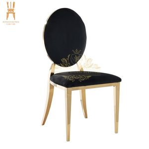 Buona vendita rotonda MRS retro oro acciaio inox nero sedia cuscino per eventi di nozze mobili da pranzo banchetto - Product Image 3