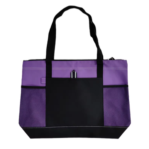 Bolsa de tela Oxford de gran venta con cremallera, bolsa de mano personalizada para mujer con logo impreso personalizado, bolsa de compras. - Product Image 2