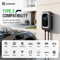 Chargeur de voiture électrique domestique intelligent GANCRON Wallbox avec équilibrage dynamique du chargeur, 22 kW, triphasé, 32 A, AC Type 2, Wifi, avec DLB pour l'Europe